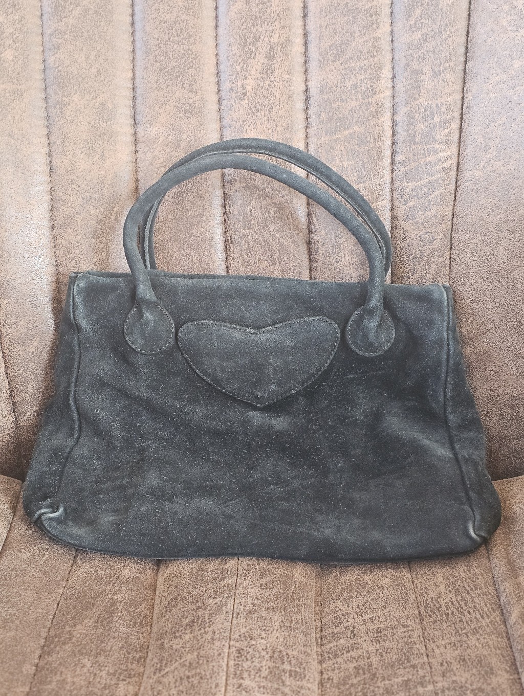 Vintage Sonia Rykiel Paris Black Suede Heart Detail Small Handbag